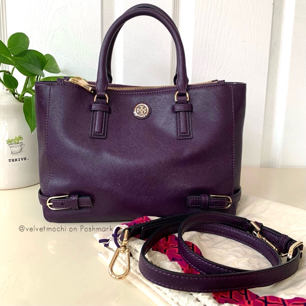 Tory Burch · Brand New Purple Iris Robinson Saffiano Multi Tote Satchel Bag